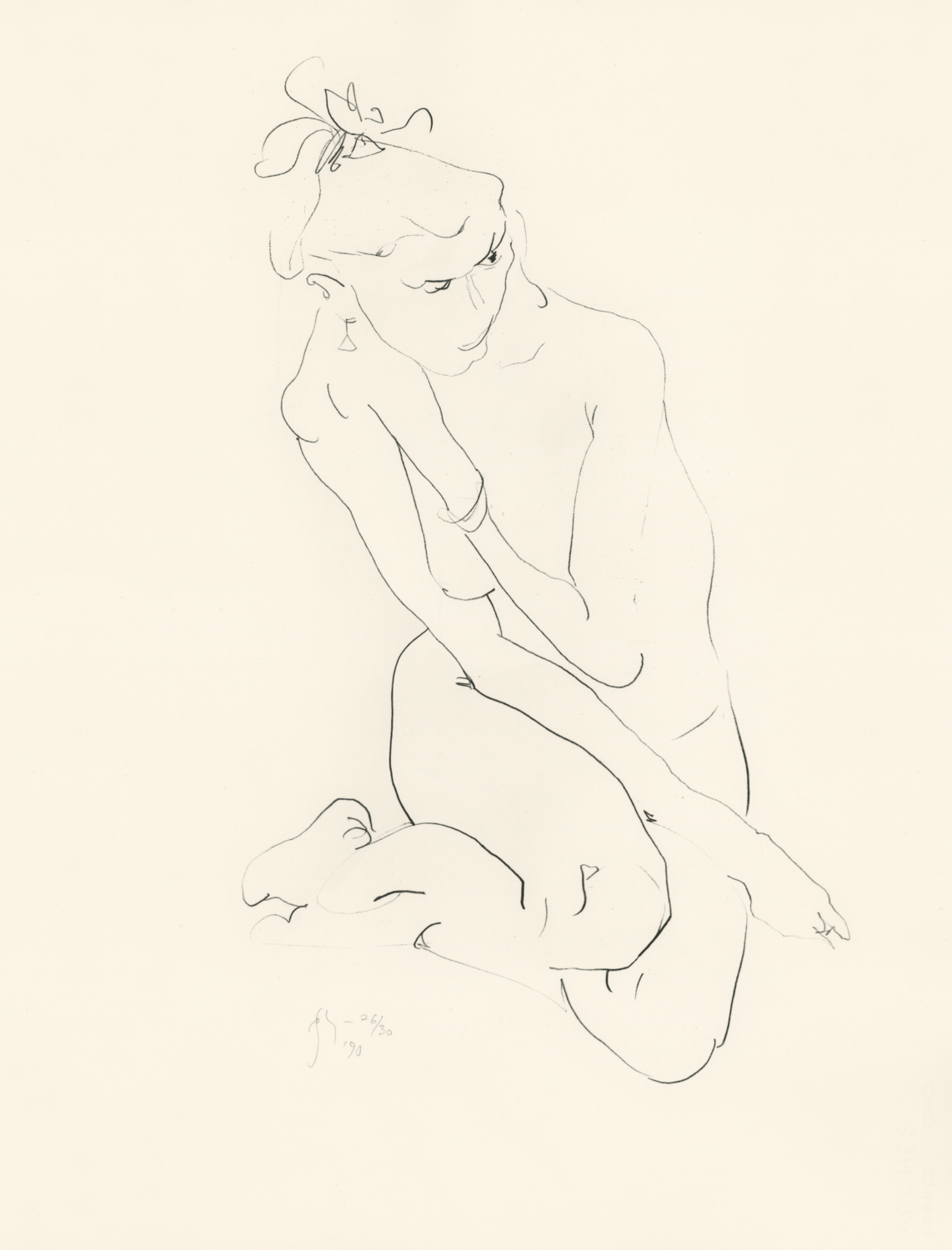 Life drawings of Pascale: Kneeling Nude / Seated Nude